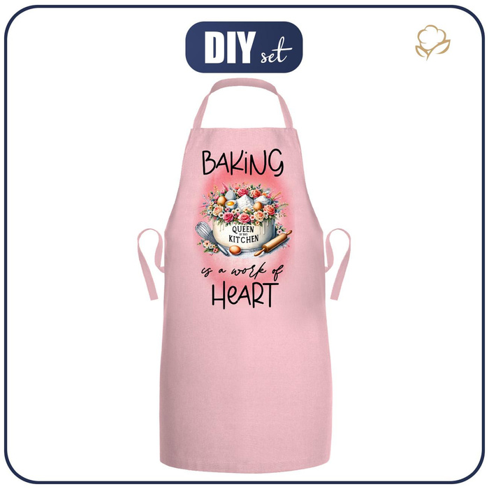 FARTUSZEK - BAKING HEART - zestaw do uszycia- tkanina wodoodporna