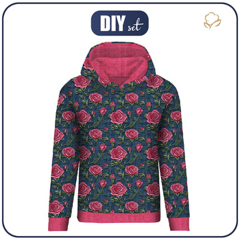 DÁMSKA MIKINA (POLA) CLASSIC S KAPUCÍ - FLOWERS 3D WZ. 10 - Sada šití