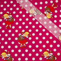 LITTLE RED RIDING HOOD DOTS / fuchsia - Cotton woven fabric