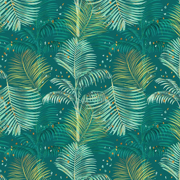 PALM LEAVES pat. 3 / green - Waterproof woven fabric