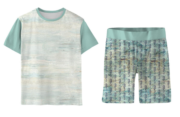 CHILDREN'S PAJAMAS "ADA" - SEA HORSES pat. 2 (SEA ABYSS) - sewing set