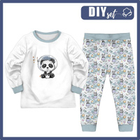 KINDERPYJAMAS "MIKI" - PANDA (SCHNUKELCHEN IM WELTALL) - Elastische Baumwoll Maschenware (110/116)