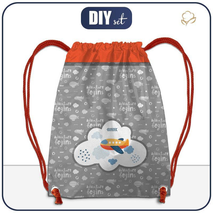 TURNBEUTEL - FLUGZEUGE m. 2 / weiß (ADVENTURE BEGINS) - klein