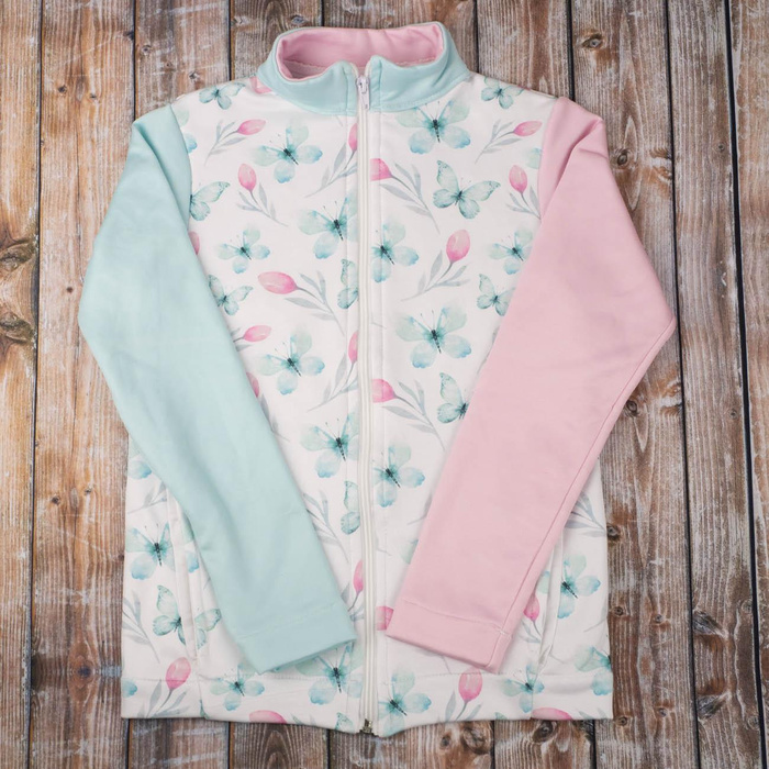 "MAX" CHILDREN'S TRAINING JACKET - BUTTERFLIES AND TULIPS (WATER-COLOR BUTTERFLIES) - Functional fabric (122/128)