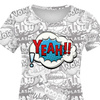 DAMEN T-SHIRT - COMICS / yeah (blau - rot) - Single Jersey XXL