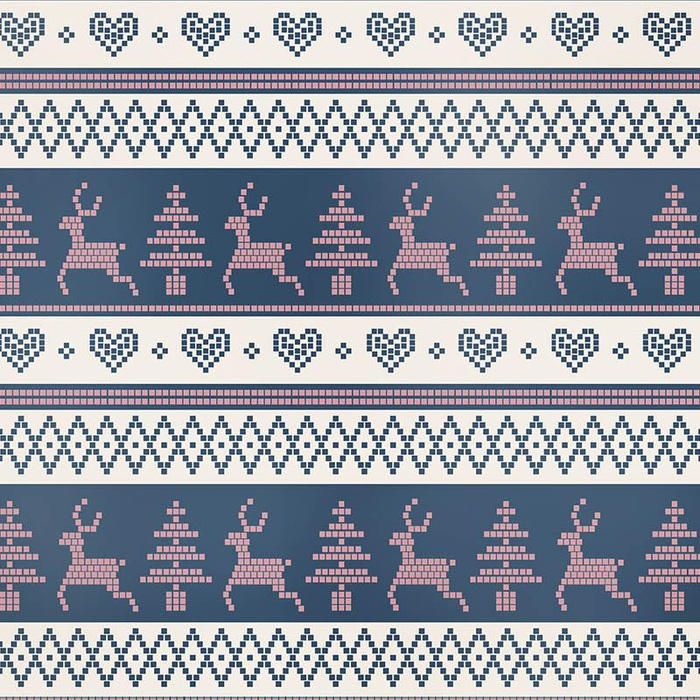 RENTIERE M.3 / dunkelblau (NORWEGISCHE MUSTER) - Baumwoll Webware