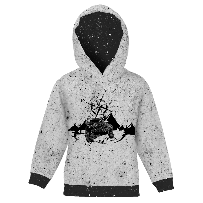 KID'S HOODIE (ALEX) - JEEP / CONCRETE - looped knit fabric (158/164)