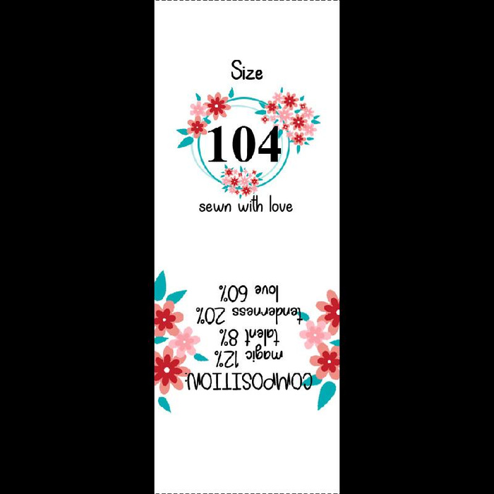 Mädchen Textillabel "BLUMEN" EN - 9 Stck Set / Größe nach Wahl