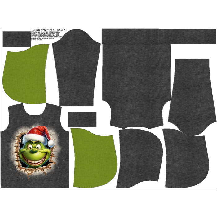 KID'S HOODIE (ALEX) - GREEN CREATURE - looped knit fabric (110/116)