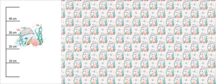 DOLPHIN pat. 4 (MAGICAL OCEAN) - SINGLE JERSEY PANORAMIC PANEL (60cm x 155cm)