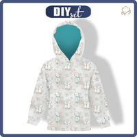 KID'S HOODIE (ALEX) - TEDDIES AND STARS / beige (MAGICAL CHRISTMAS FOREST) - sewing set