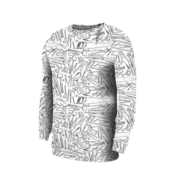 MĘSKA BLUZA - NARZĘDZIA ( szare ) / biały - elastyczna dresówka drapana XL