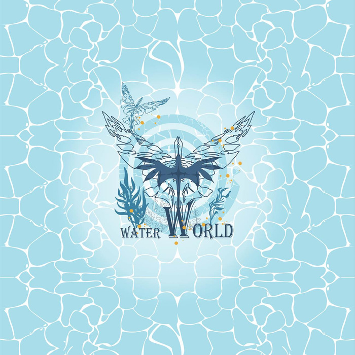 WATER WORLD  / aqua - PANEL (60cm x 50cm) SINGLE JERSEY