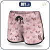 Women’s boardshorts - BUTTERFLIES (GLITTER BUTTERFLIES) / CAMOUFLAGE pat. 2 (rose quartz) XL