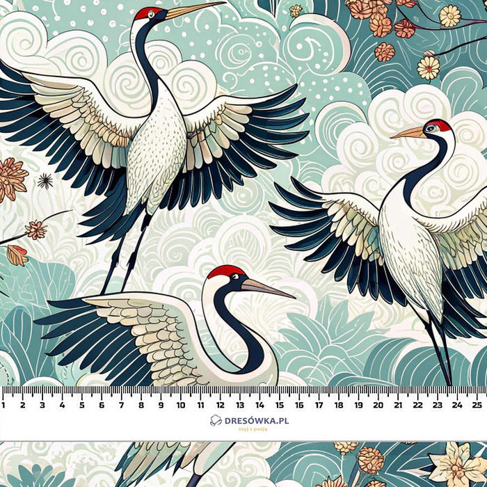 100CM Japanese Garden wz.2  (birds)- Polster- Velours