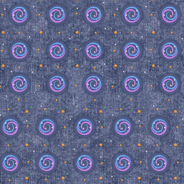 PRZESTRZEŃ KOSMICZNA (WYPRAWA W KOSMOS) / ACID WASH GRANATOWY - tkanina bawełniana