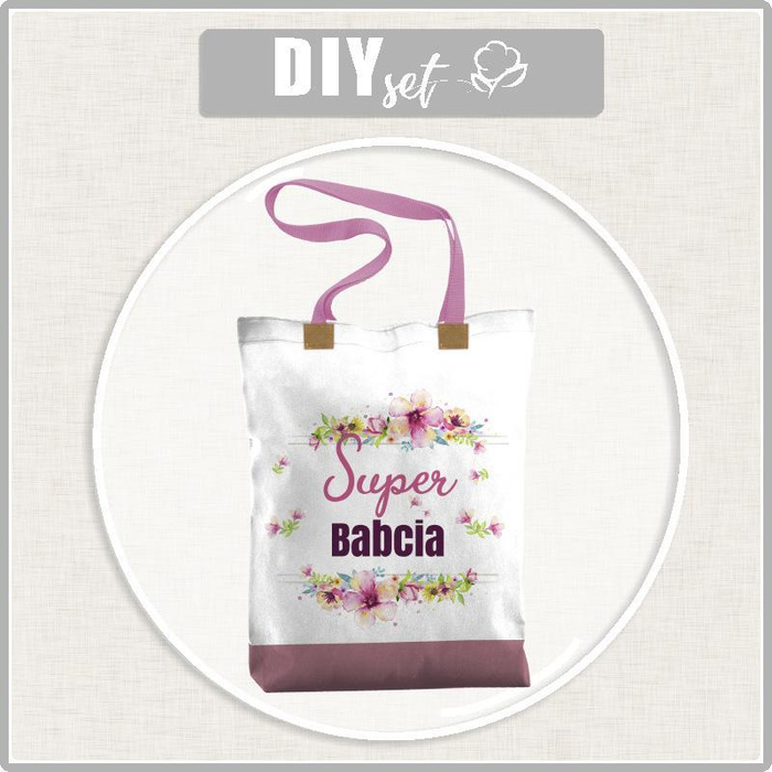 SHOPPER TASCHE - SUPER BABCIA / rosa - Baumwoll Webware - Nähset