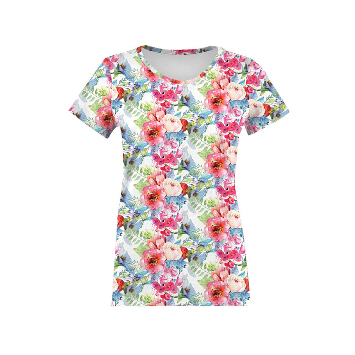 T-SHIRT DAMSKI - DZIKA RÓŻA WZ. 3 (NA ŁĄCE) - single jersey XXL