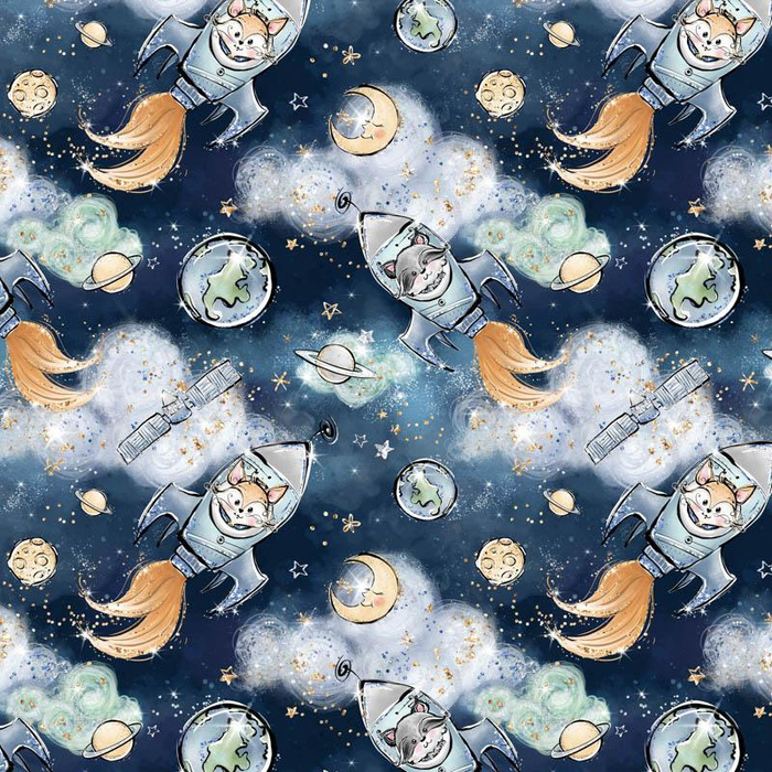 SPACE CUTIES pat. 1 (CUTIES IN THE SPACE) - Cotton woven fabric