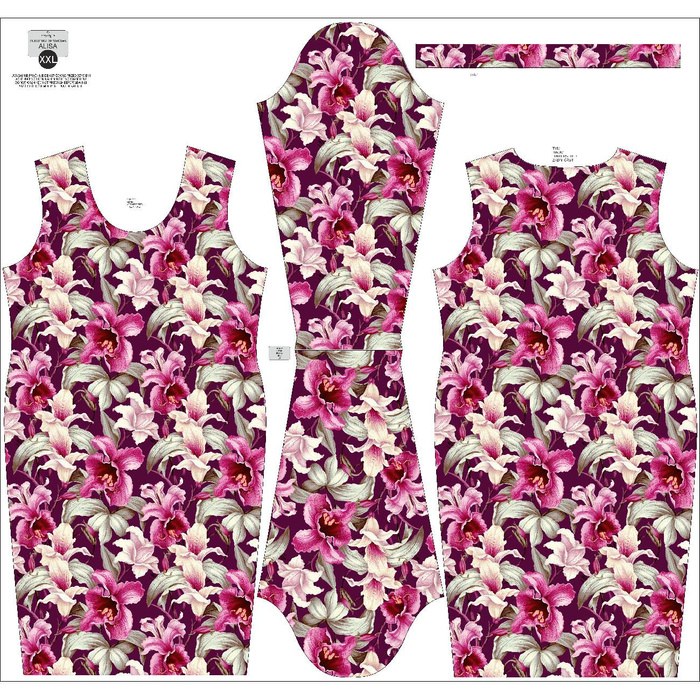 Tužkové šaty (ALISA) - EXOTIC ORCHIDS vz. 8- Sada šití XXL