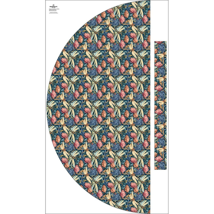 Skirt panel "MAXI" - crepe/ Butterfly & flowers wz.11