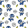 SUPERHERO / blau - weiß - Baumwoll Webware