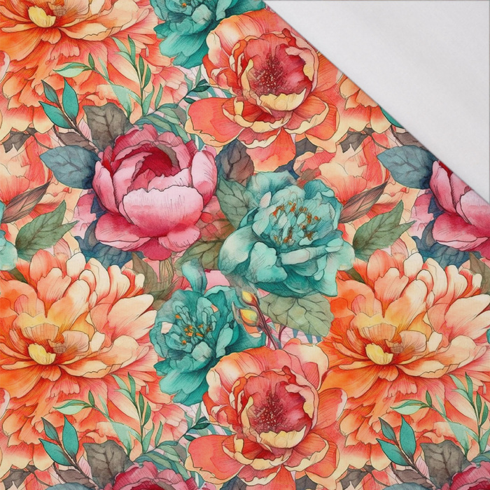 FLOWERS PAPAYA ORANGE WZ. 12 - single jersey
