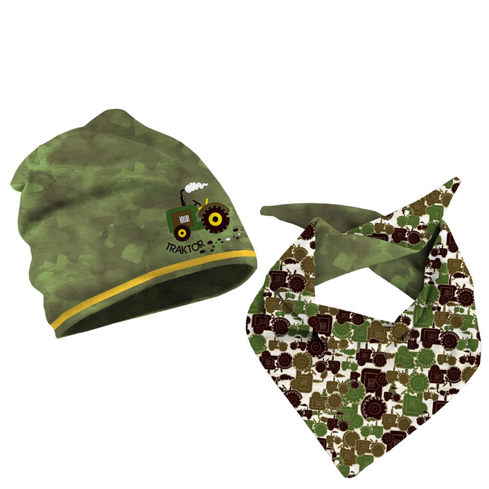 KID'S CAP AND SCARF (CLASSIC) - TRACTORS / green 55-58
