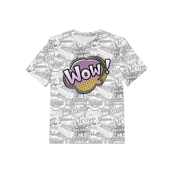 KINDER T-SHIRT- COMICS / wow (violet - rot) - Single Jersey (116/122)