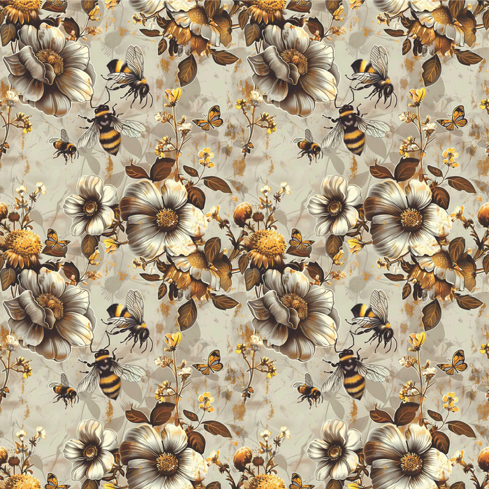BEES & FLOWERS - Cotton muslin