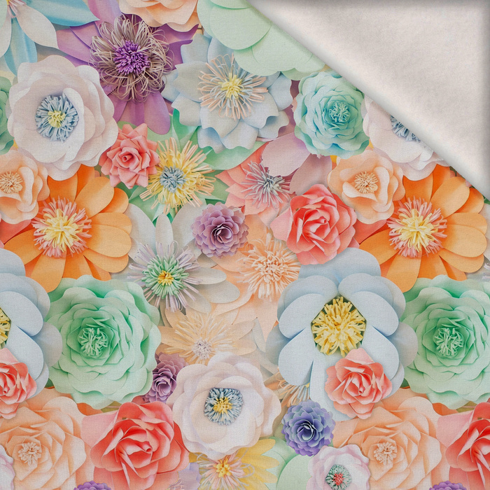 PASTEL FLOWERS WZ. 20 - teplákovina počesaná s elastanem ITY