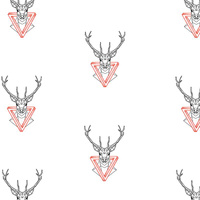 DEERS / white - Cotton woven fabric