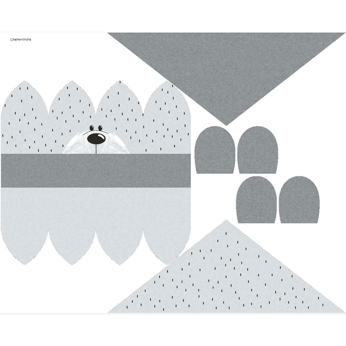 DĚTSKÁ ČEPICE A ŠATKA (TEDDY) - MEDVĚD / šedá 51-54