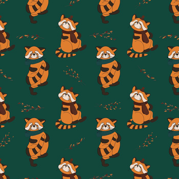 RED PANDA WITH SCARF / bottle green (RED PANDA’S AUTUMN)