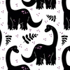 SCHWARZER DINOSAURIER / PFLANZEN - Wasserabweisende Webware