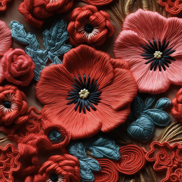 FLOWERS 3D M. 6 - Wasserabweisende Webware