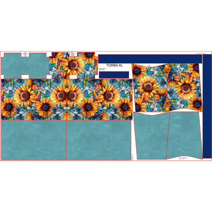 Torba XL z saszetką 2 w 1 - Sunflowers wz. 5 - zestaw do uszycia