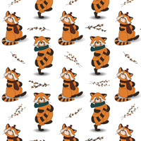 KLEINER PANDA MIT SCHAL / WEIß (HERBST DES KLEINEN PANDA) - Viskose Jersey