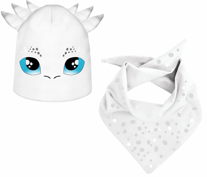 KID'S CAP AND SCARF (DINO) - WHITE DRAGON 55-58