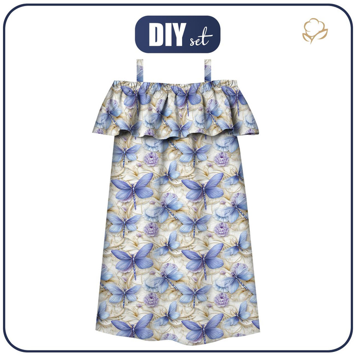 Sukienka hiszpanka (LILI) - Butterfly & Flowers wz.15 - zestaw do uszycia 122-128