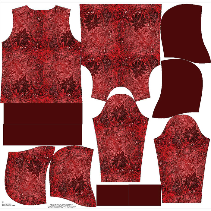 CLASSIC WOMEN’S HOODIE (POLA) - RED LACE - sewing set XXXL
