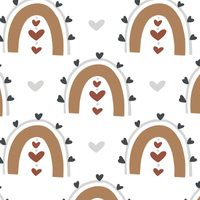 VALENTINE'S RAINBOW pat. 6 / white (RAINBOWS AND HEARTS) - Waterproof woven fabric