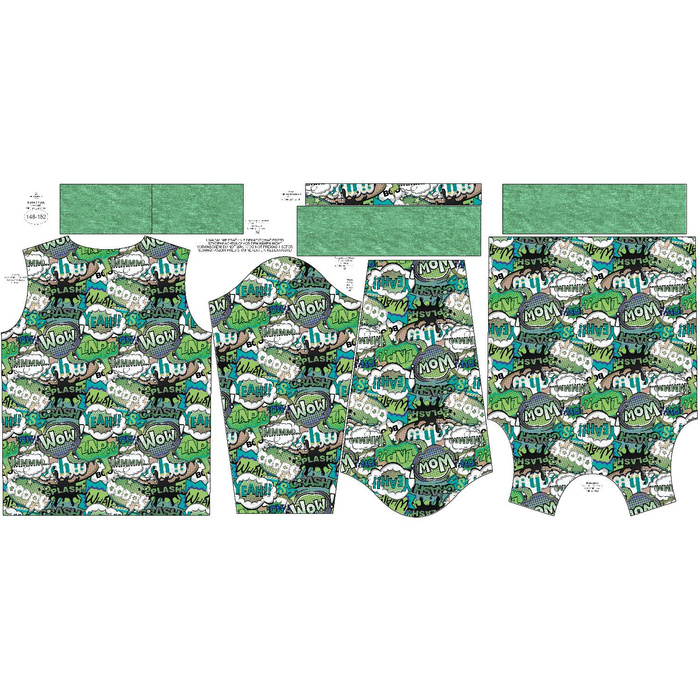 KINDER SWEATSHIRT (NOE) - COMICS (grün - blau) - Sommersweat (146/152)