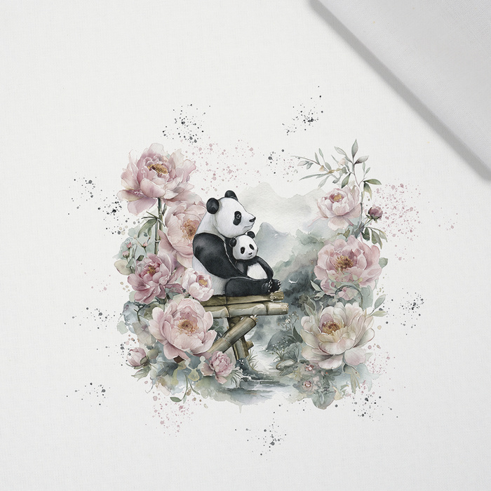 PANDA FAMILY - panel (75cm x 80cm) tkanina bawełniana