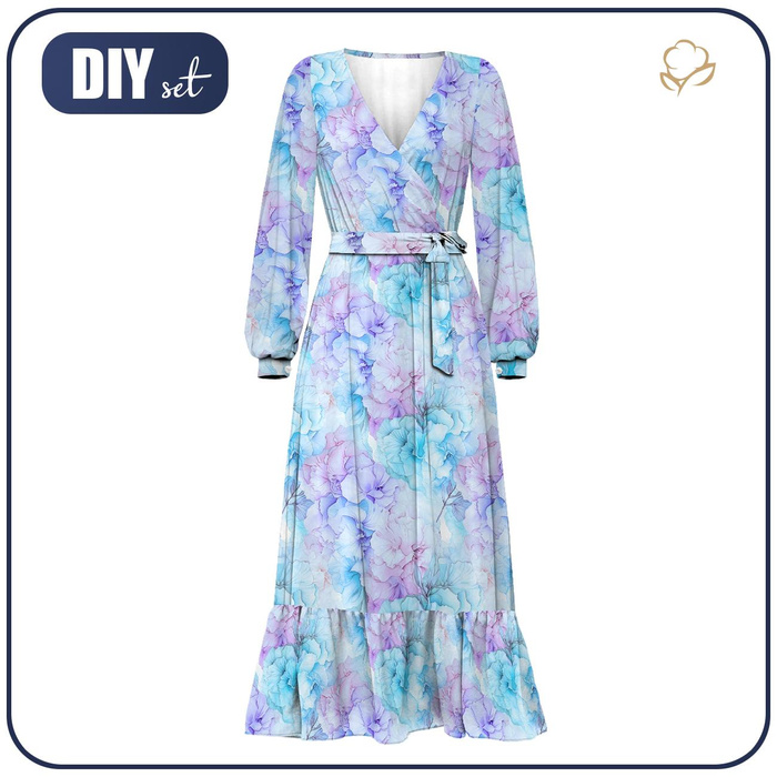 WRAP FLOUNCED DRESS "ABELLA" (L) - ALCOHOL PASTEL WZ.3 - sewing set 