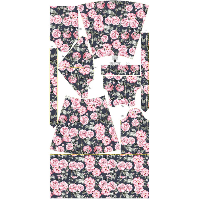 UMSCHLAG KLEID MIT RÜSCHEN (ABELLA) - ROSA PFINGSTROSEN M. 2 - Nähset XL