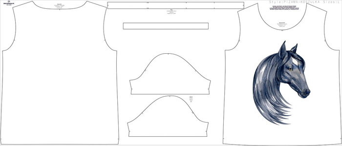 PAJAMAS-T-SHIRT "LINDA" -  HORSE pat. 1 - sewing set