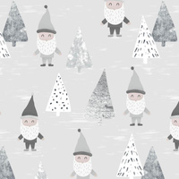 DWARFS IN THE FOREST (FOREST DWARFS) / GREY - looped knit fabric