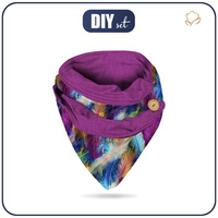 BUTTON SCARF - NEON FEATHERS - sewing set
