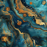 alcohol ink wz.16 TEAL - dresówka pętelkowa